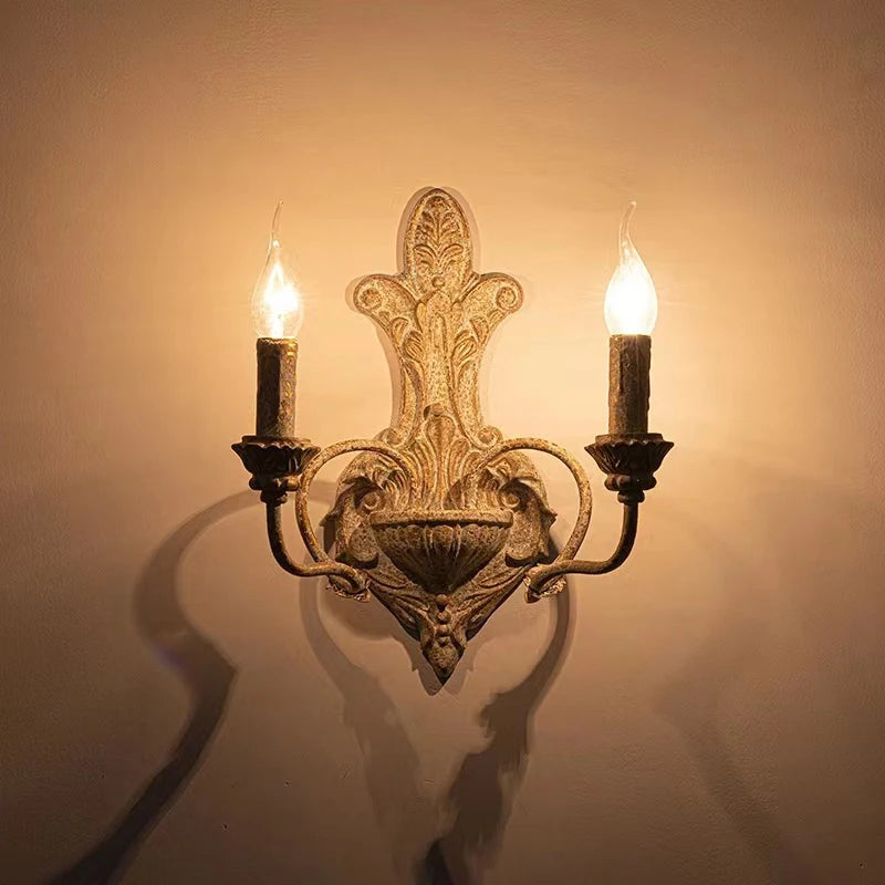 Sophie French Antique Dual Head Iron Wall Lamp E14 Retro Wandleuchte