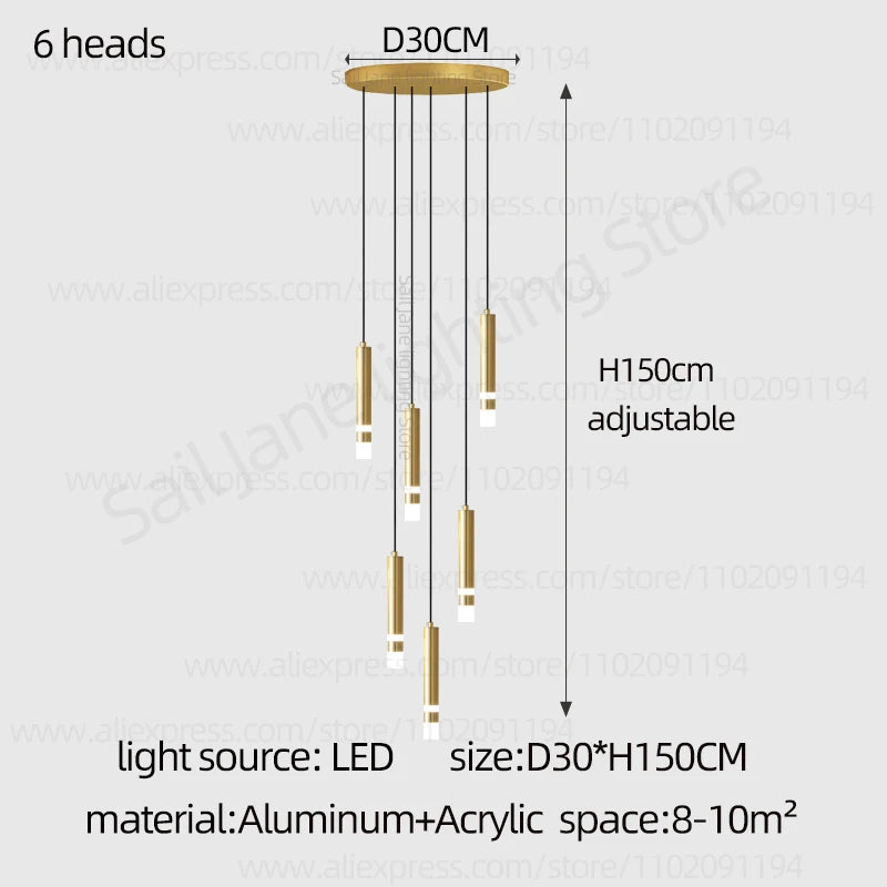 Aurélie Modern Gold LED Staircase Chandelier Light