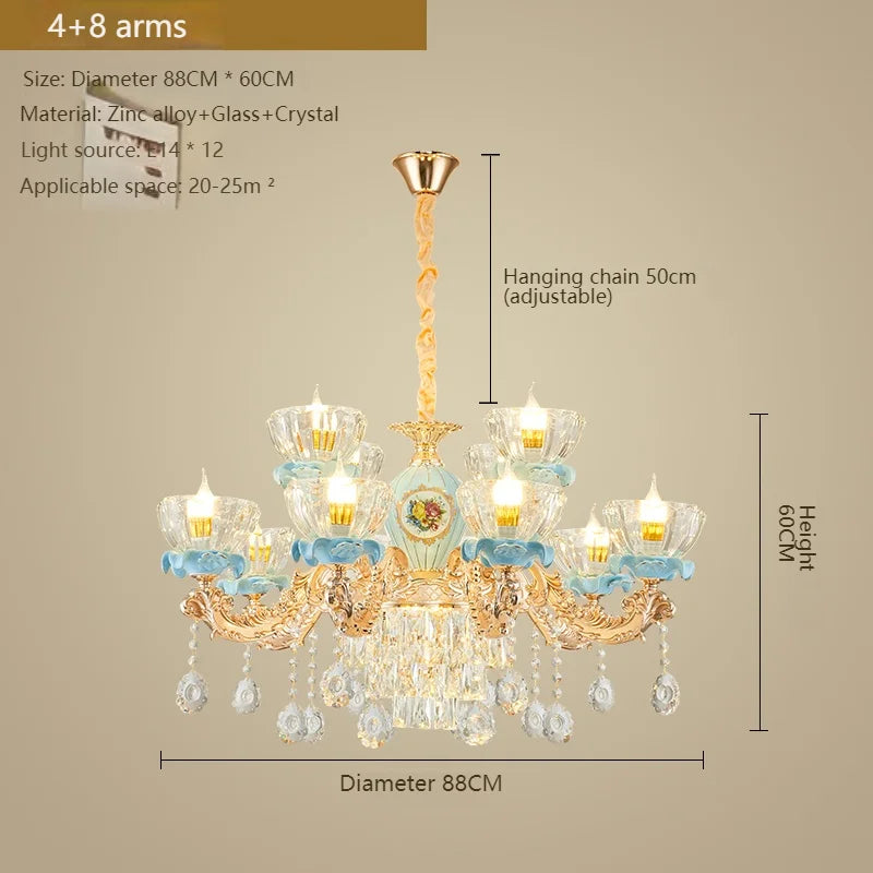 French Crystal Chandelier Light for Villa Living and Dining Room