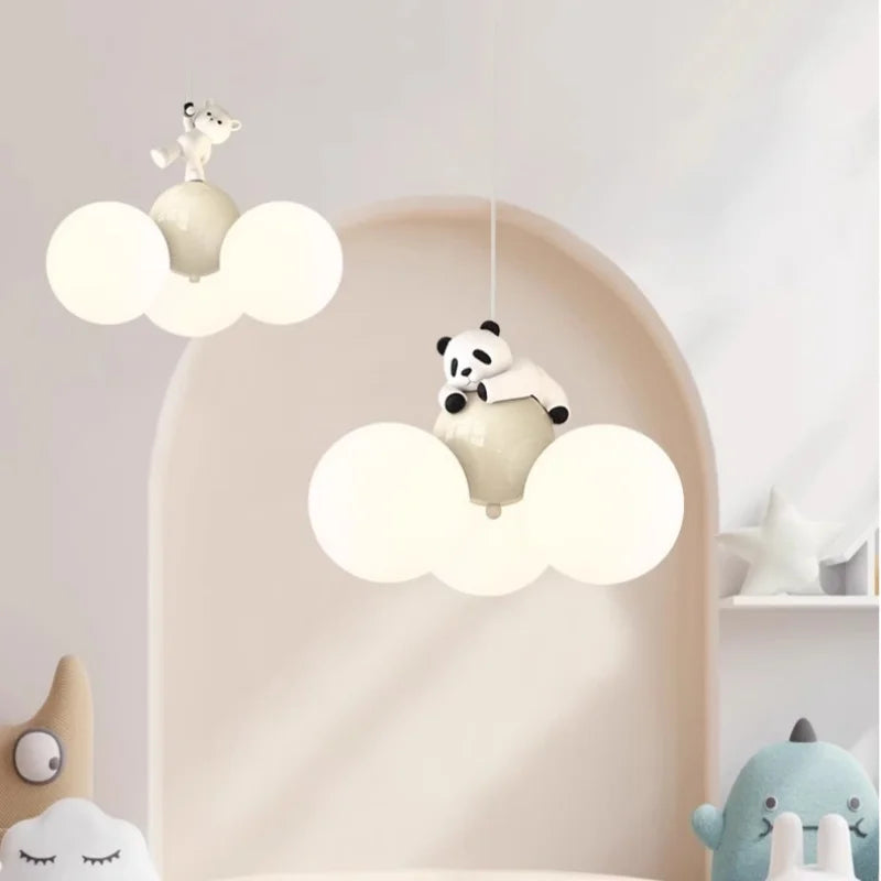 Élodie Cream Cartoon Balloon Bear Kids Ceiling Chandelier Bedroom Pendant Light