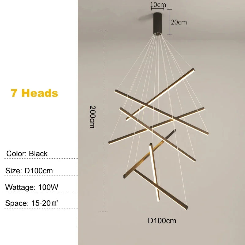 Élise Modern LED Stair Long Ceiling Chandelier