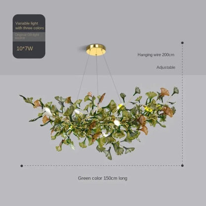 Luxuriöser Ginkgoblatt-Glas-Ast-Kronleuchter