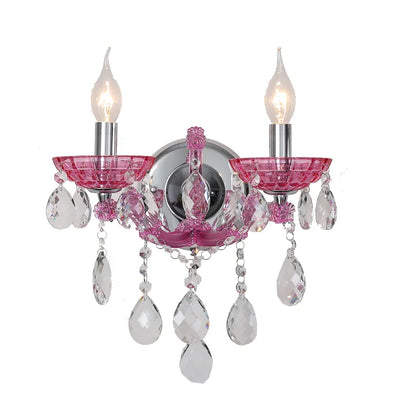 Europäische Kinderzimmer Schlafzimmer Wandlampen Prinzessin Warme Rosa Kristall Leuchte Wohnzimmer Hintergrund Wand LED-Leuchten Lampen