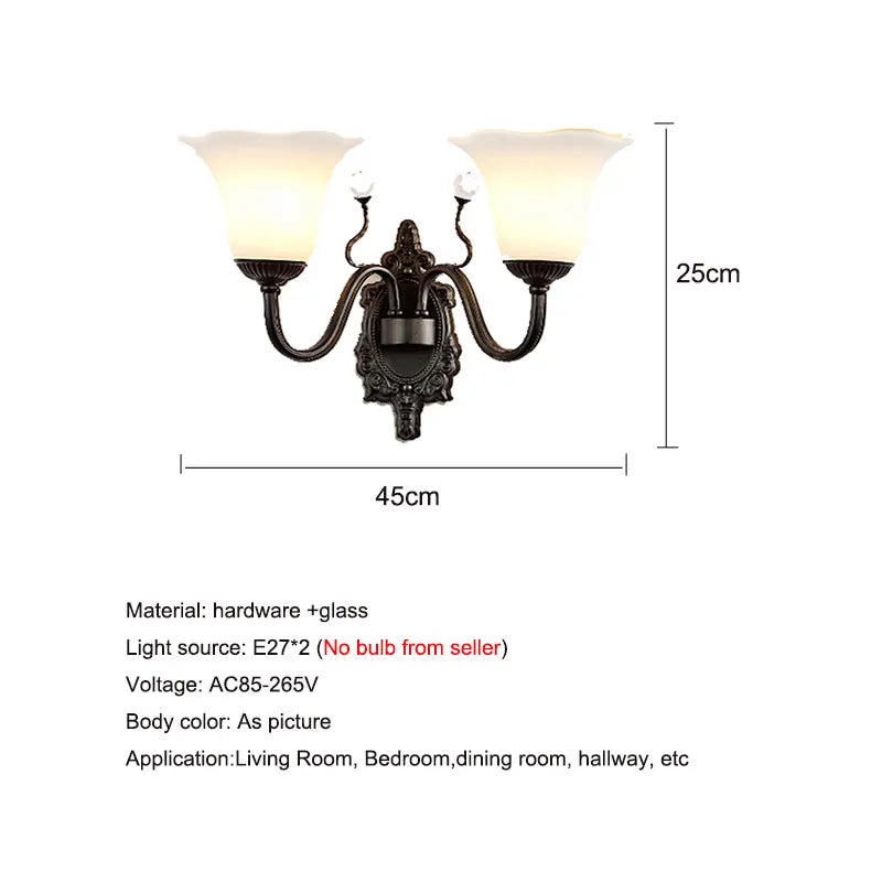 Sophie Retro Dual Head Wandleuchte aus satiniertem Glas E27 Nordisches Licht