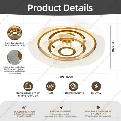 Amélie Gold Luxe LED Ceiling Chandelier Light