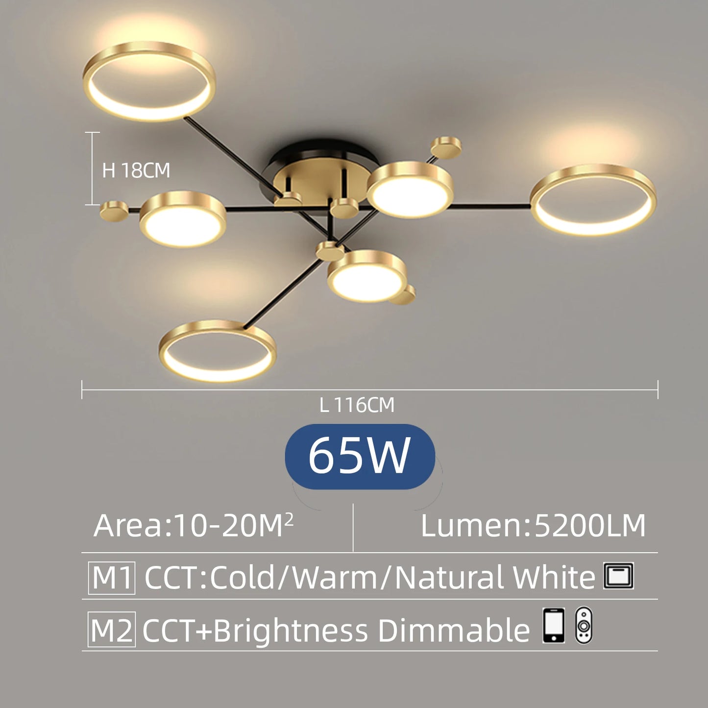 Auriane Nordic Gold Schwarz LED Deckenpendelleuchte
