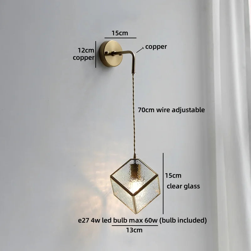 Élise Vintage Wandleuchte Messingarm aus Goldglas Kupfer mit LED