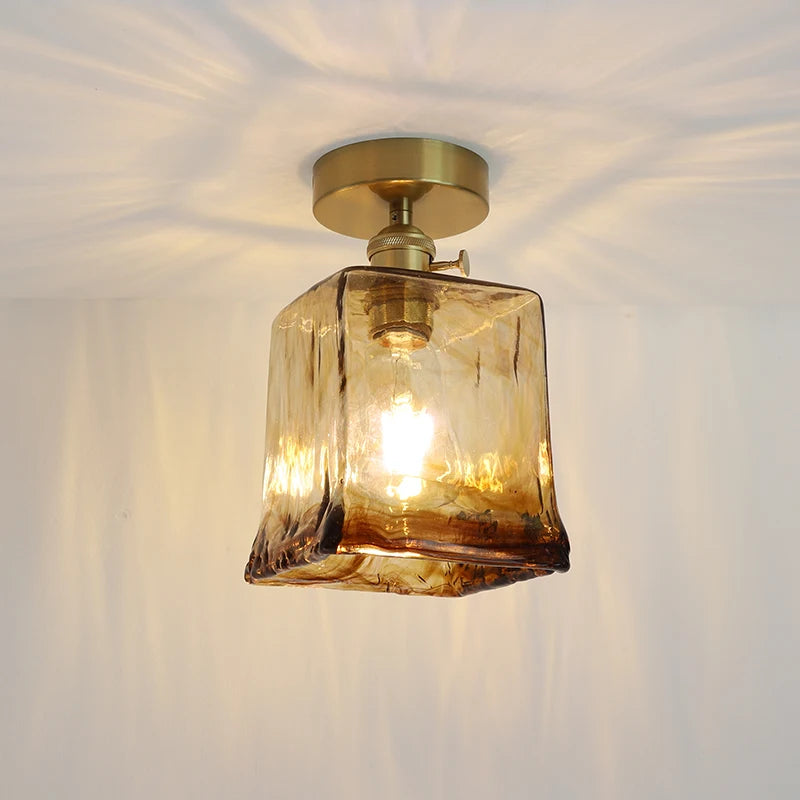 Éloise Amber Glas Kupfer Deckenleuchte
