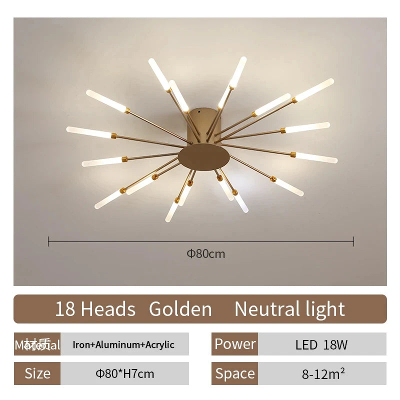 Celeste Nordic Fireworks LED Ceiling Chandelier for Modern Interiors