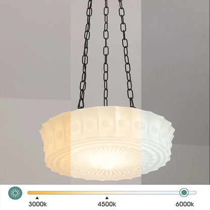 Léonie Hängeleuchte mit Kette aus Creme-Glas