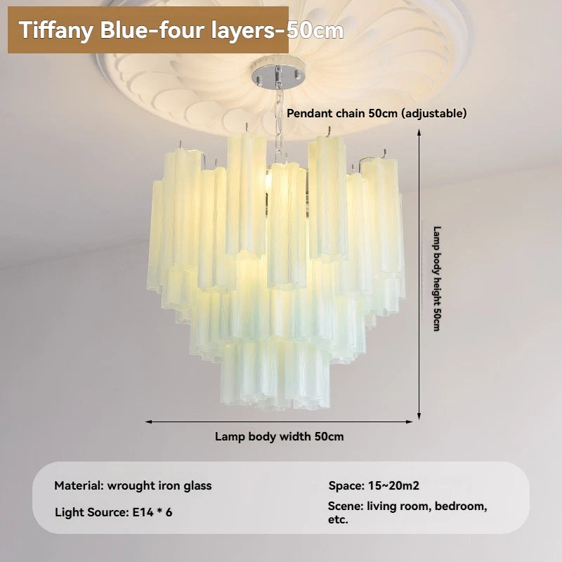 Camille Murano Glass Round Crystal Pendant Light Vintage Ceiling Lamp
