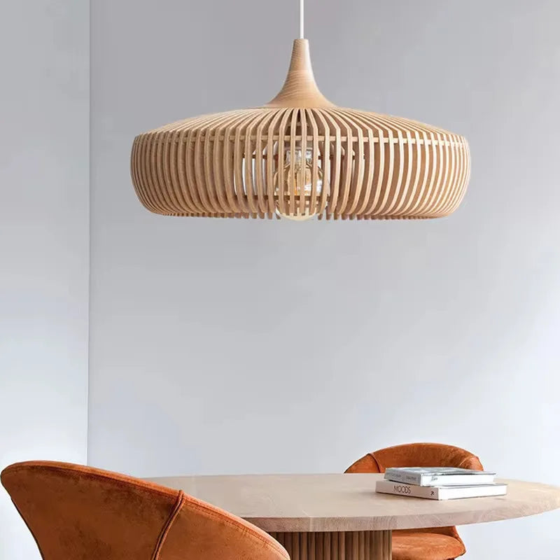 Élodie Wood Birdcage Pendant Lamp E27 Loft Dining Light