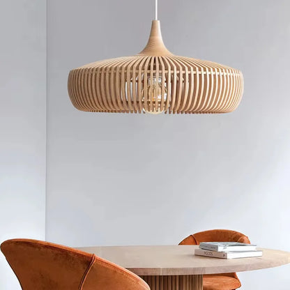 Élodie Wood Birdcage Pendant Lamp E27 Loft Dining Light