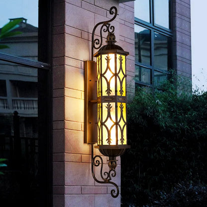 Camille Retro Gold Wasserdichte Aluminium LED Außenwandleuchte E27