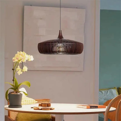 Élodie Wood Birdcage Pendant Lamp E27 Loft Dining Light