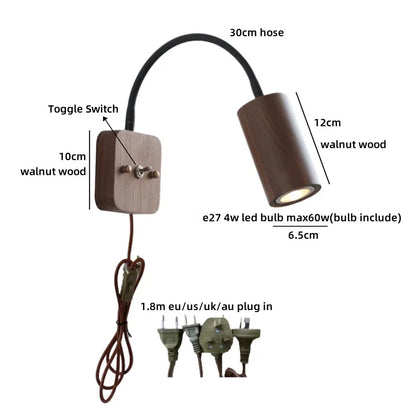 Élodie Walnut Wood LED Wall Lamp 30cm