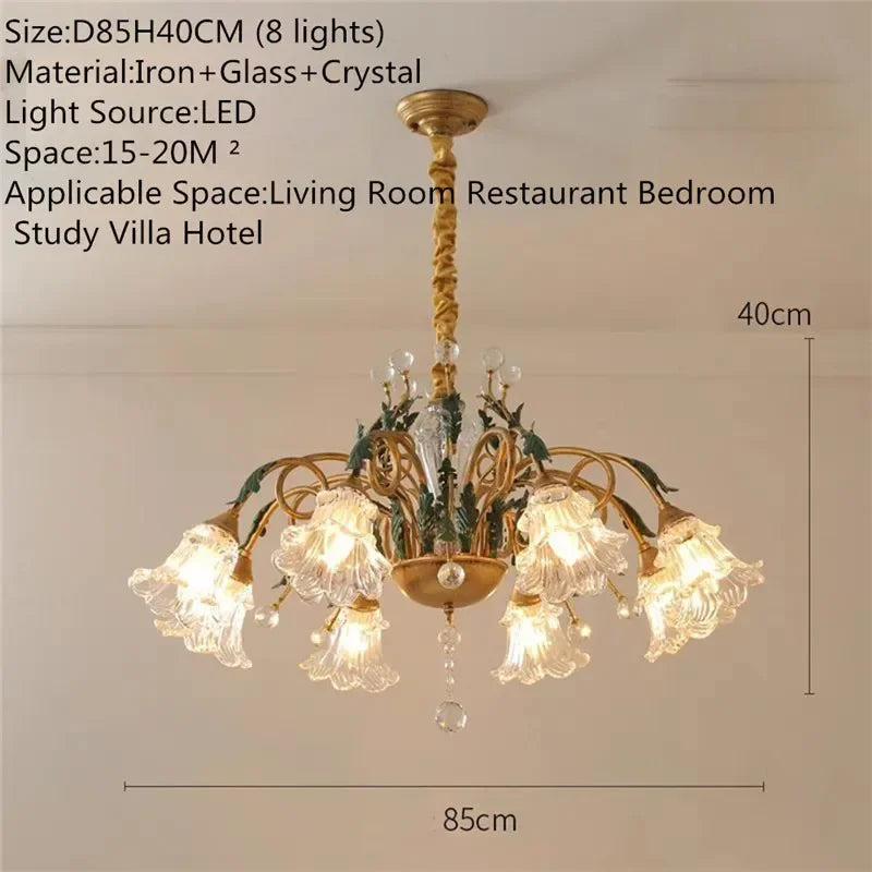Évelyne Floral Glass Chandelier for Luxury Dining & Lobby Spaces