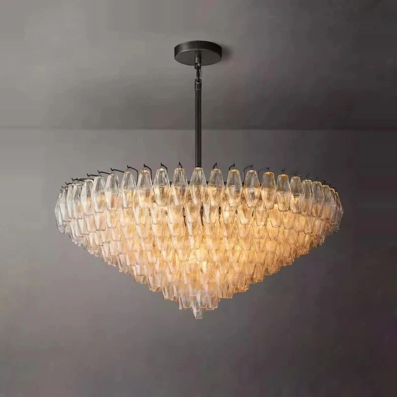 Retro Champagner Pendelleuchte für große Wohnzimmerbeleuchtung