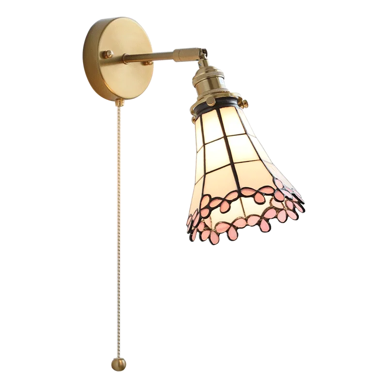 Amélie Nordic Glass Flower LED Wall Lamp Pink Copper