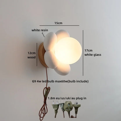 Kameliablumen-Glas-Wandleuchte für nordisches Kinderzimmer