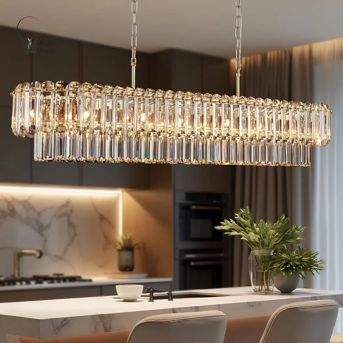 Geneviève Gold Crystal Dining Chandelier