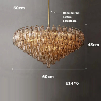 Retro Champagner Pendelleuchte für große Wohnzimmerbeleuchtung