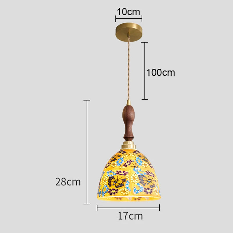 Isabelle Shell Glass Pendant Light Art Deco Bedside Lamp
