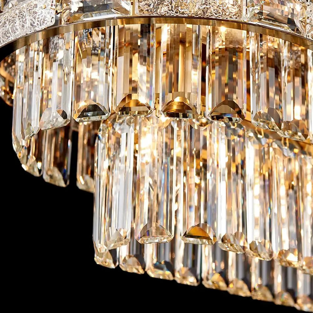 Luxuriöser runder Kristall-Pendelleuchter für Ess- und Wohnzimmer