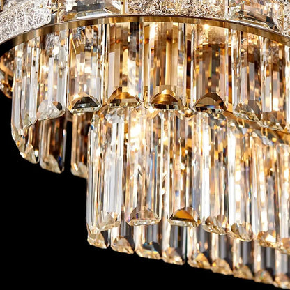 Luxuriöser runder Kristall-Pendelleuchter für Ess- und Wohnzimmer
