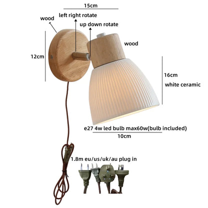Lucienne Bernsteinglas Holz Wandleuchte