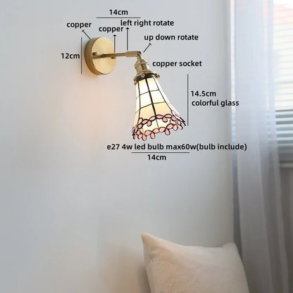 Amélie Nordic Glass Flower LED Wall Lamp Pink Copper