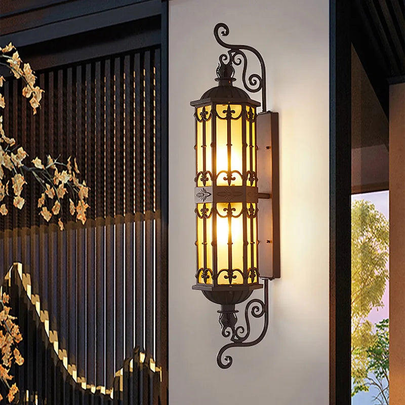 Camille Retro Gold Wasserdichte Aluminium LED Außenwandleuchte E27