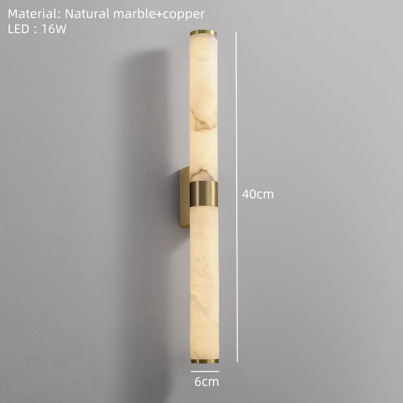 Camille Wandleuchte aus spanischem Marmor, Gold und Kupfer mit zylindrischem Schirm