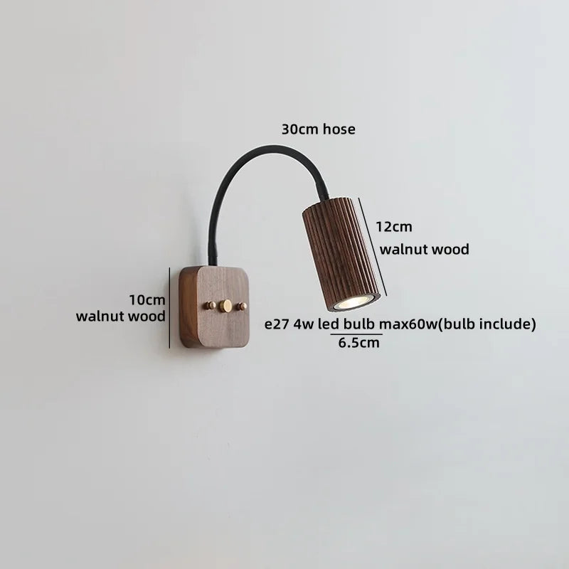 Élodie Walnut Wood LED Wall Lamp 30cm