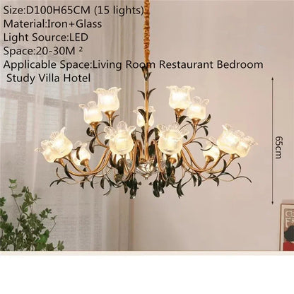 Évelyne Floral Glass Chandelier for Luxury Dining & Lobby Spaces