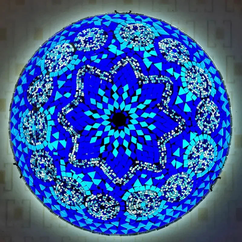 Madeleine Tiffany Stained Glass Ceiling Lamp Blue LED