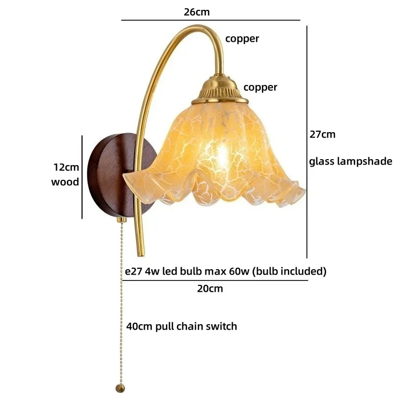 Sakura White Ceramic Walnut Wood LED Wall Lamp Japan Style