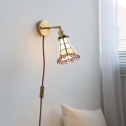 Amélie Nordic Glass Flower LED Wall Lamp Pink Copper