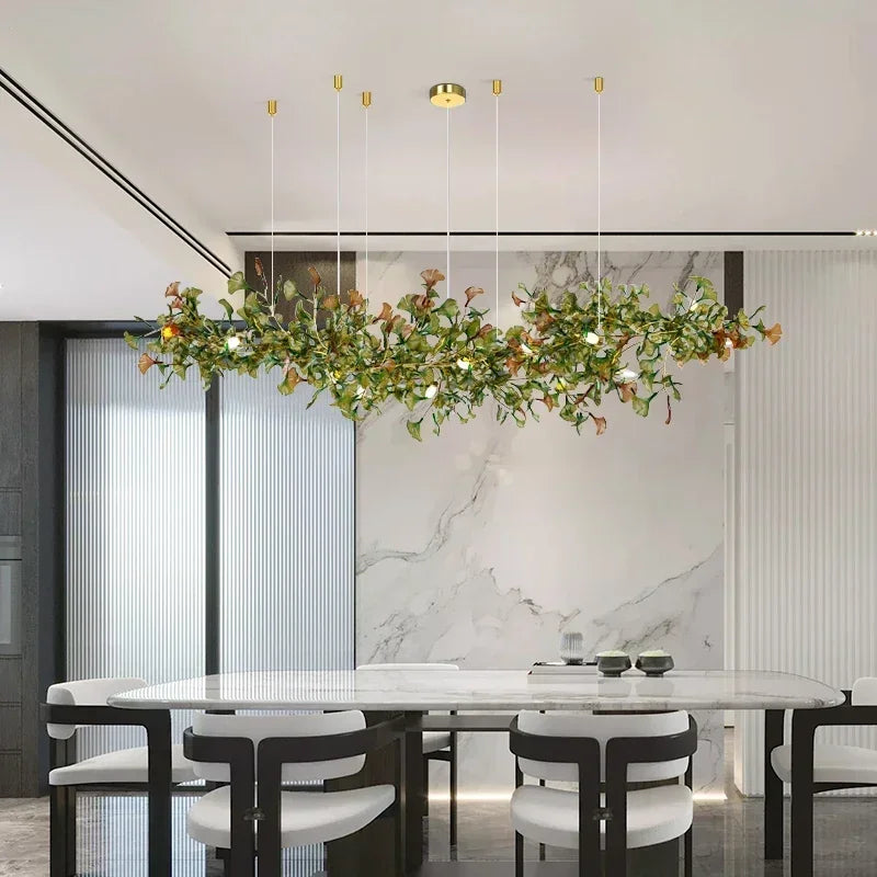 Luxuriöser Ginkgoblatt-Glas-Ast-Kronleuchter
