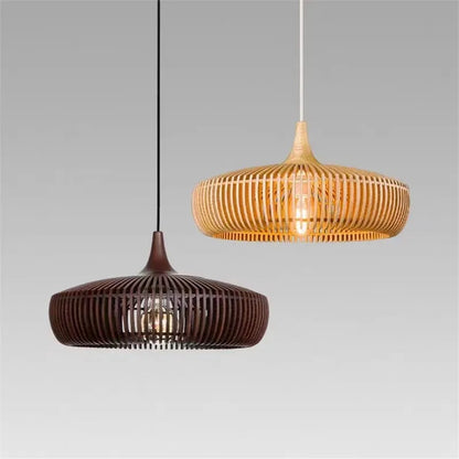 Élodie Wood Birdcage Pendant Lamp E27 Loft Dining Light