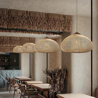 Sophie Wabi Sabi Rattan Pendelleuchte E27 Boho Esszimmerleuchte