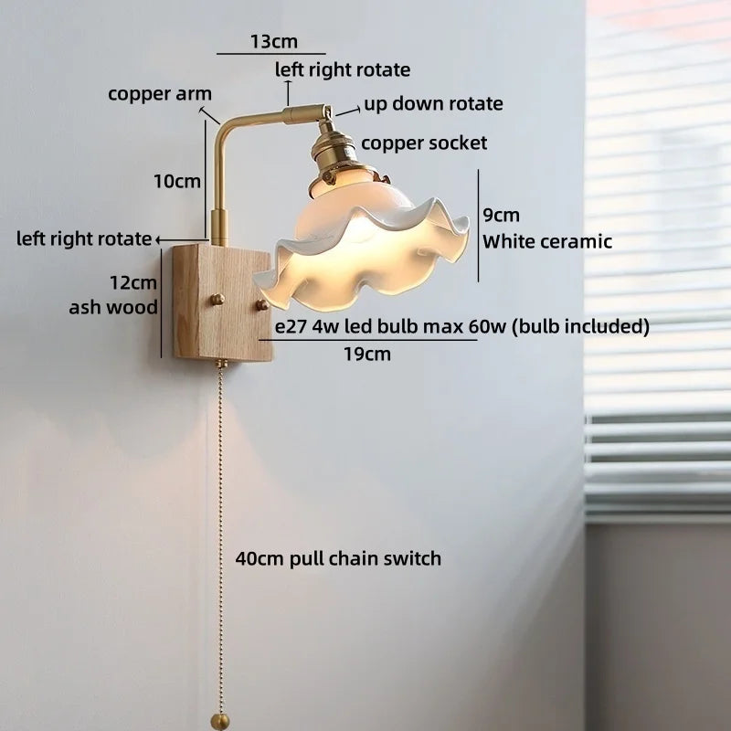Amélie Vintage Ceramic Flower Wall Light