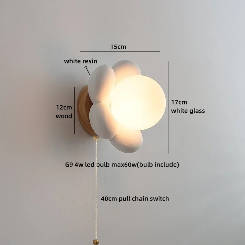 Kameliablumen-Glas-Wandleuchte für nordisches Kinderzimmer