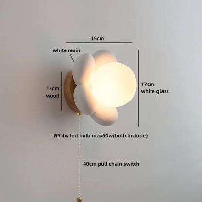 Kameliablumen-Glas-Wandleuchte für nordisches Kinderzimmer