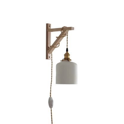 Élodie Nordische Keramik Holz LED Wandleuchte E27 Stecker
