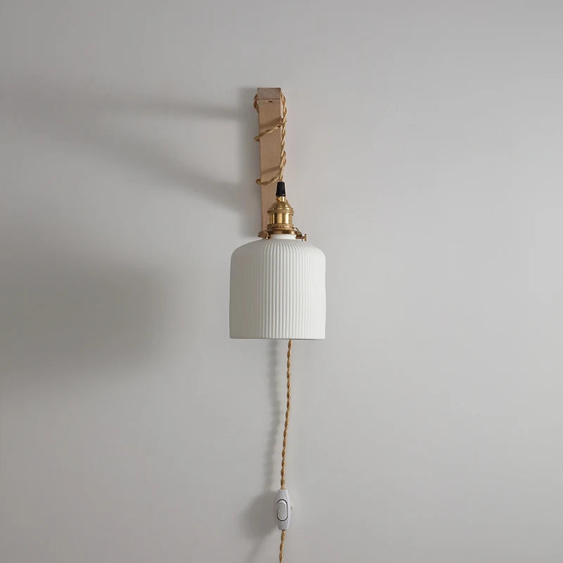 Élodie Nordische Keramik Holz LED Wandleuchte E27 Stecker