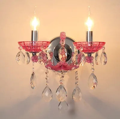 Europäische Kinderzimmer Schlafzimmer Wandlampen Prinzessin Warme Rosa Kristall Leuchte Wohnzimmer Hintergrund Wand LED-Leuchten Lampen