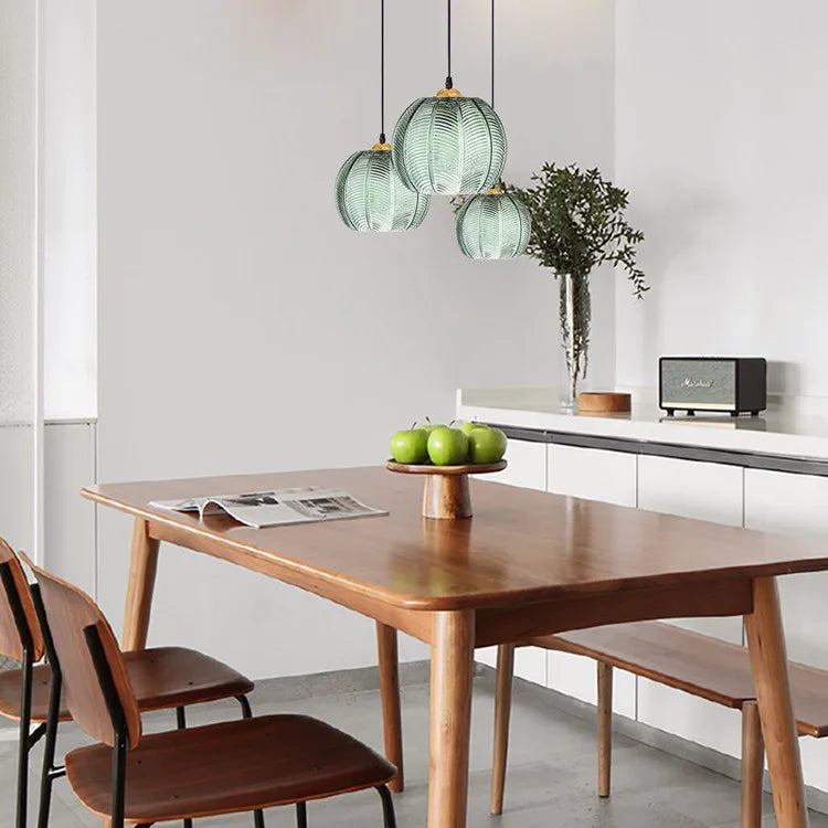 Camille Leaf Pattern Glass Pendant Light Gold Accent Fixture