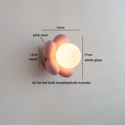 Kameliablumen-Glas-Wandleuchte für nordisches Kinderzimmer