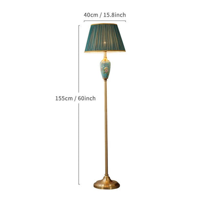 Élise Keramik Retro LED-Stehleuchte Stoffschirm Wohnzimmer